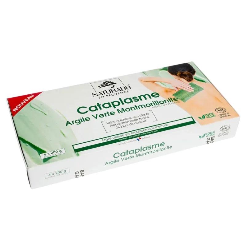 Naturado Cataplasme Argile Verte Montmorillonite 30x15cm 4x200g