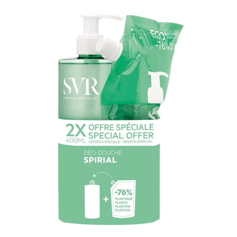 Svr Spirial Gel Douche Déodorant + Recharge 400ml+400ml