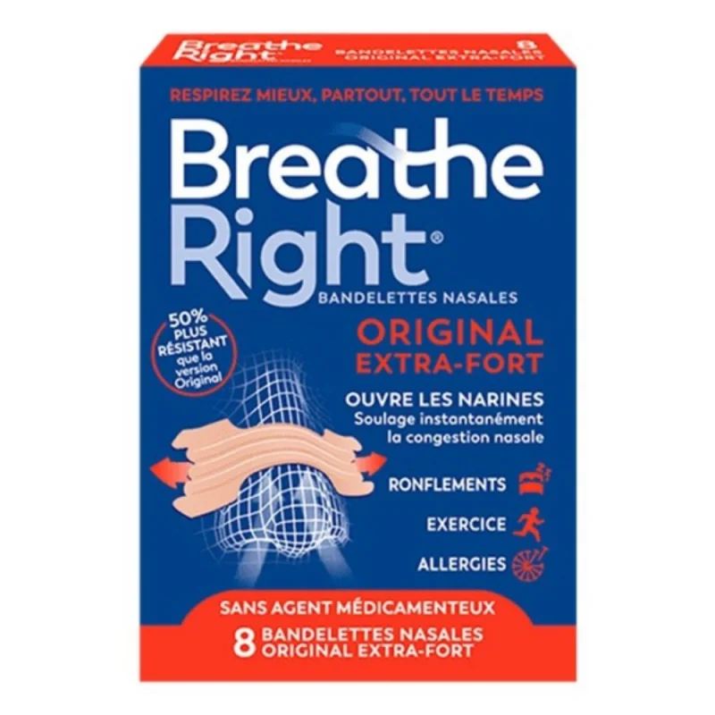 Breathe Right bandelettes nasales Original Extra Fort x8