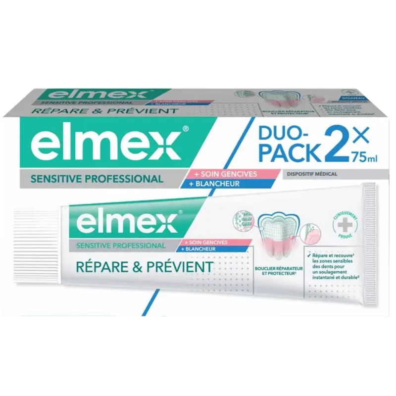 Elmex Sensitive Professional Soin des Gencives & Blanchiment 2 x 75 ml