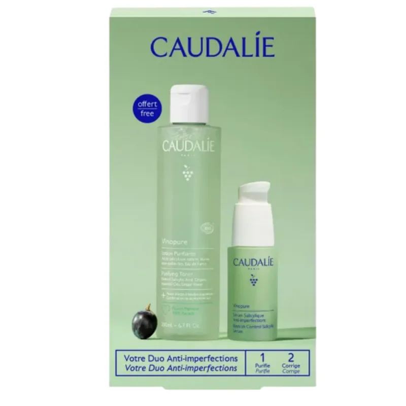 Caudalie Coffret Vinopure – Sérum Salicylique Anti-Imperfections 30 ml + Lotion Purifiante 200 ml Offerte