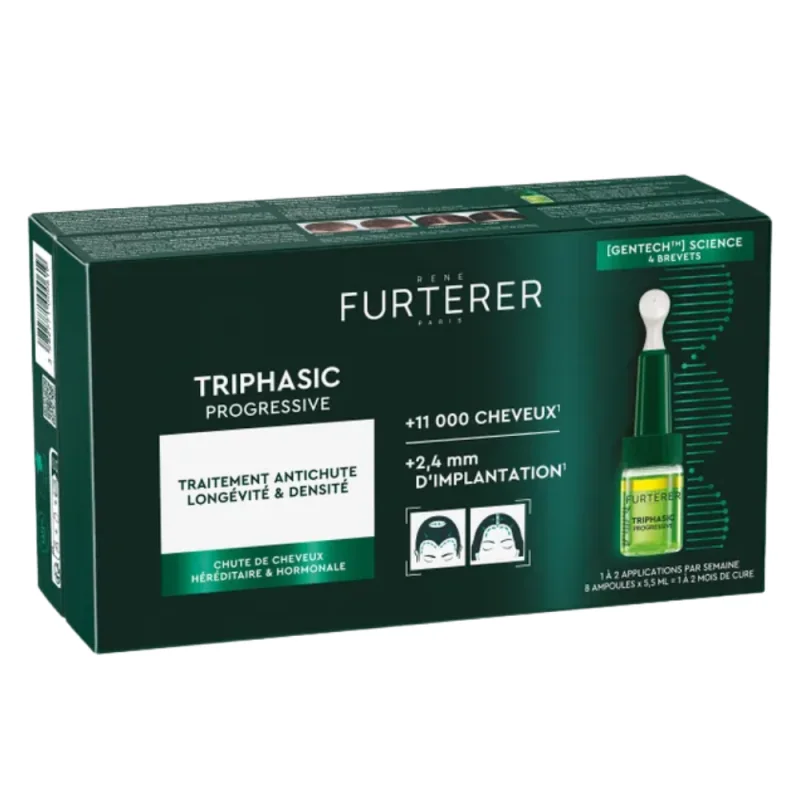 René Furterer Triphasic Progressive Traitement Anti-Chute Longévité & Densité 8x5.5ml