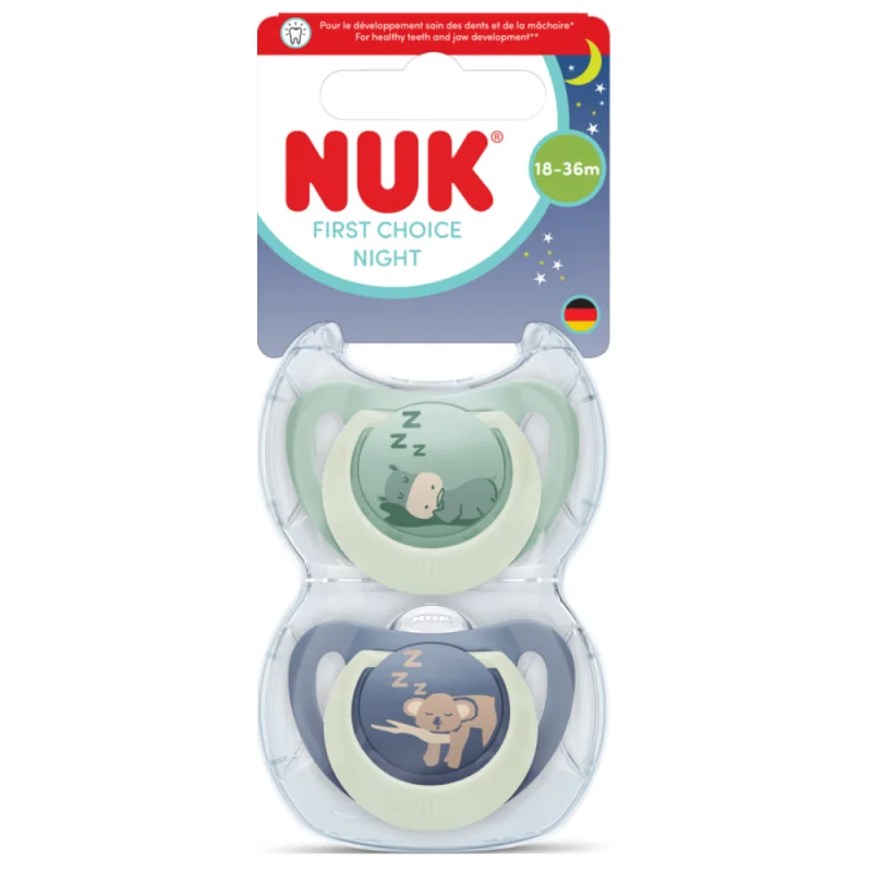NUK Lot de 2 sucettes 18/36m First Choice Nuit