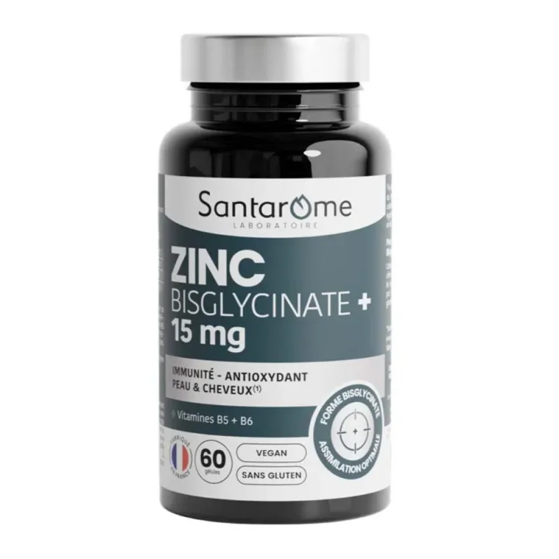 Santarome Zinc Bisglycinate 15 mg Antioxydant & immunité 60 gélules