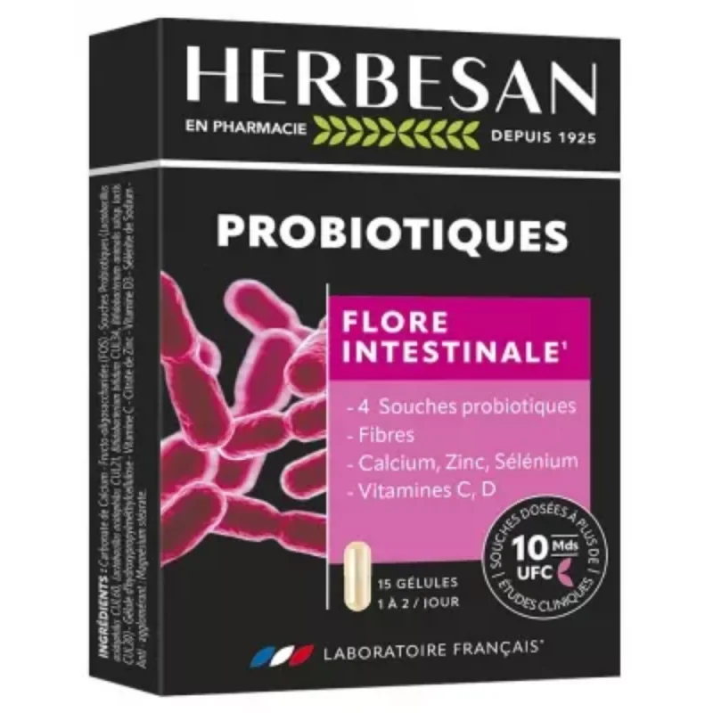 Herbesan Probiotiques Flore Intestinale 15 Gélules