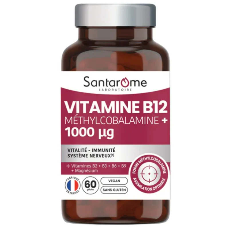 Santarôme Vitamine B12 Méthylcobalamine + 1000 µg - 60 gélules