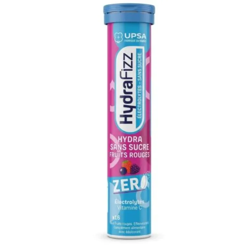 Upsa HydraFizz hydra sans sucre goût fruits rouges - tube de 16 pastilles effervescentes