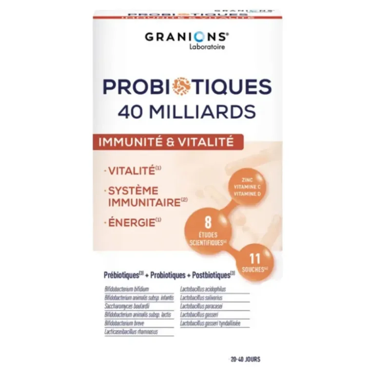 Granions Probiotiques Immunité et Vitalité – 40 Gélules