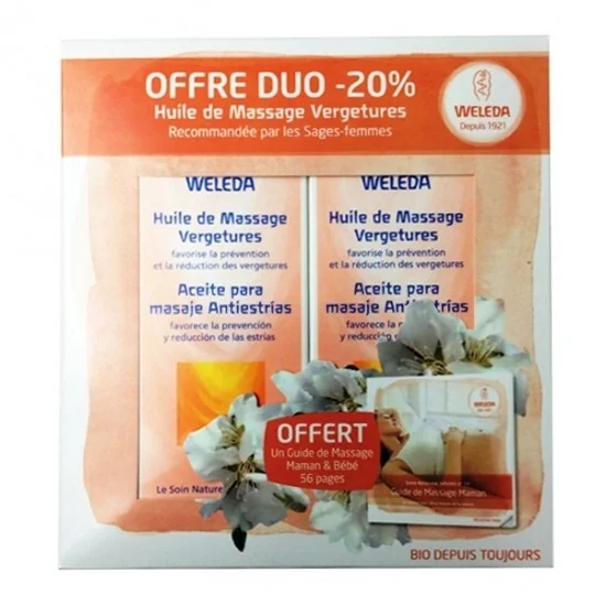 Weleda huile de massage vergetures lot de 2 x 100ml