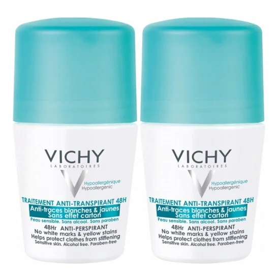 Vichy déodorant anti-transpirant 48H anti-trace bille 2x50ml