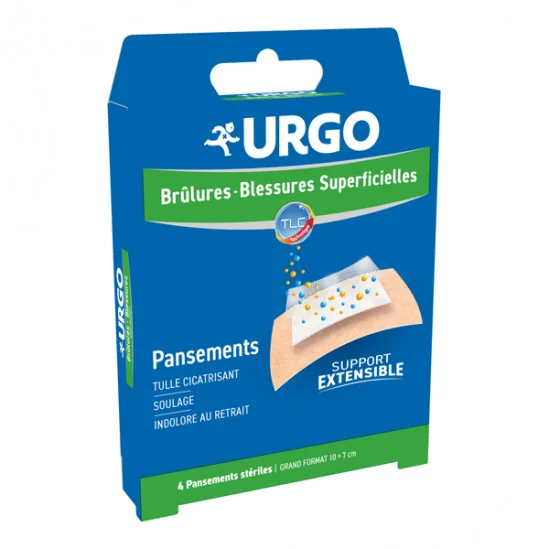 Urgo brûlures et blessures superficielles 4 pansements extensibles