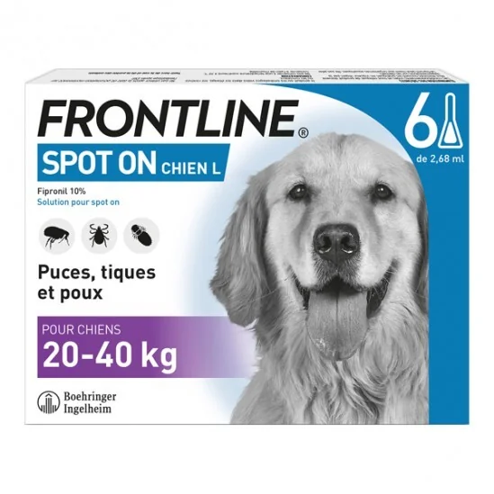 Frontline spot on grand chien L de 20 À 40kg 6 pipettes