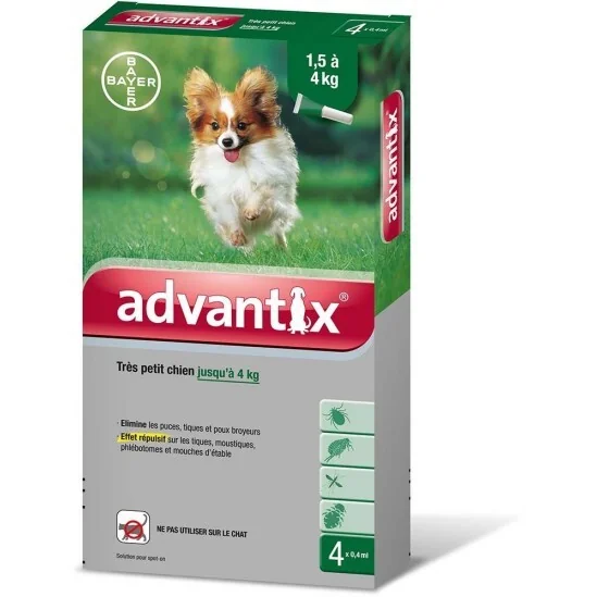 Advantix Très Petit Chien Jusqu'à 4kg 4 Pipettes