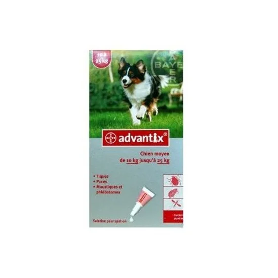Advantix Chien 10 à 25 Kg 4 Pipettes