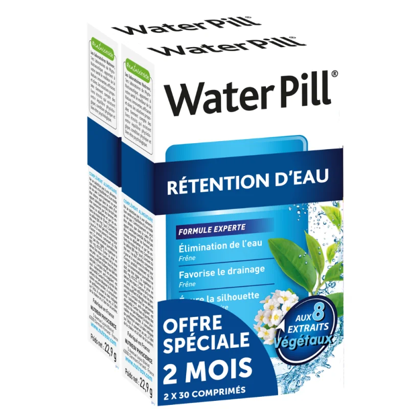 Nutreov WaterPill® Rétention d’Eau – Drainage & silhouette affinée - Lot 2x30 comprimés