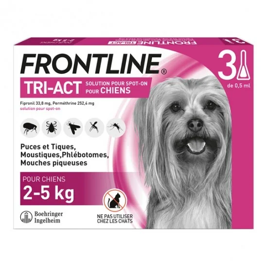 Frontline tri-act chiens de 2 à 5 kg 3 pipettes