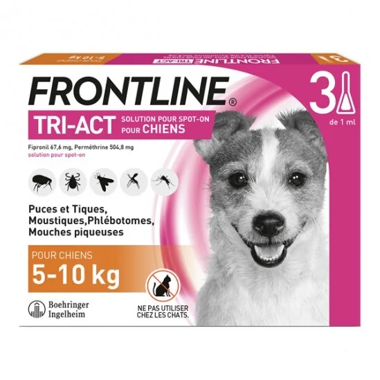 Frontline tri-act chiens de 5 à 10 kg 3 pipettes