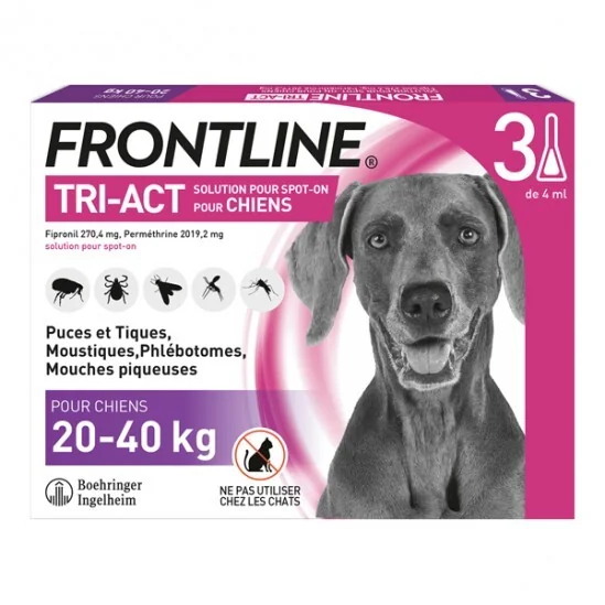 Frontline tri-act chiens de 20 à 40 kg 3 pipettes