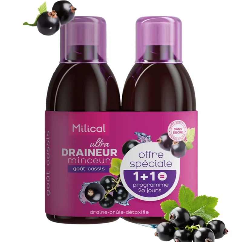 Milical Draineur Minceur Ultra Cassis Duo 500ml