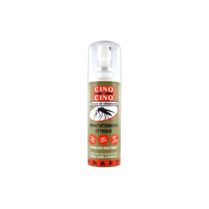 Cinq sur Cinq Spray Vêtements et Tissus Lotion Anti-Moustiques 100 ml