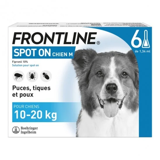 Frontline spot on chien M de 10 à 20kg 6 pipettes
