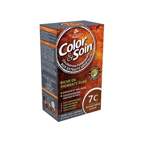 Les 3 chênes color & soin 7C blond terre cuivre 135ml