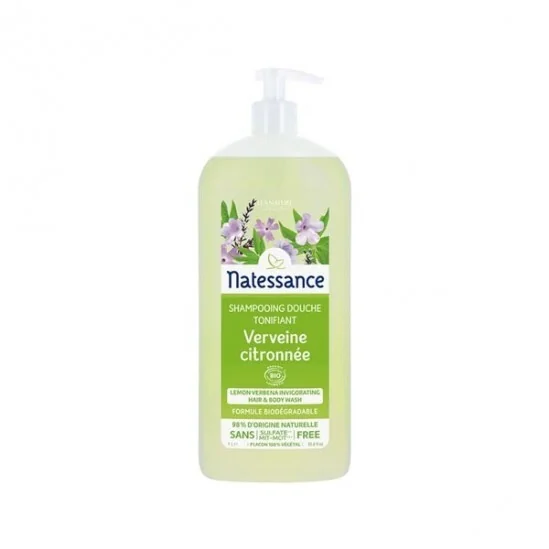 Natessance shampooing-douche verveine citronnée sans sulfates 1L