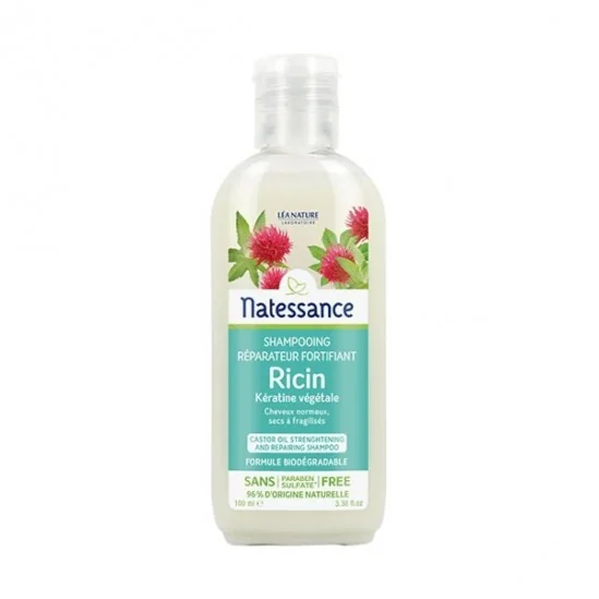 Natessance shampooing réparateur fortifiant huile de ricin 100ml
