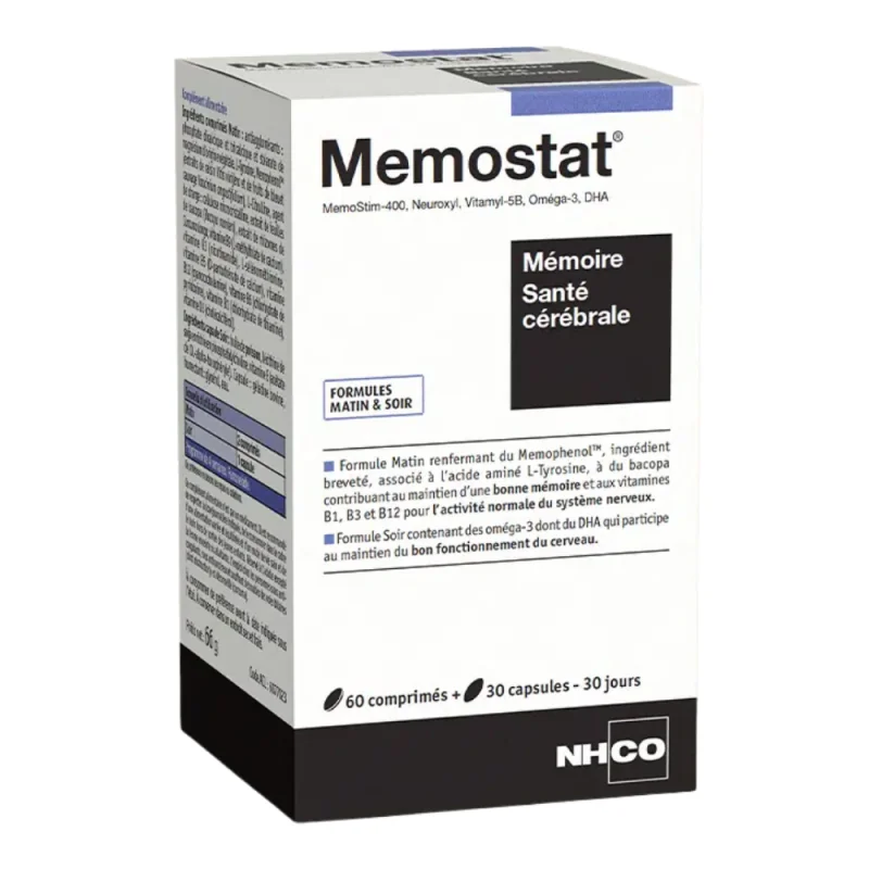 NHCO Memostat santé cérébrale mémoire 60 comprimés + 30 capsules