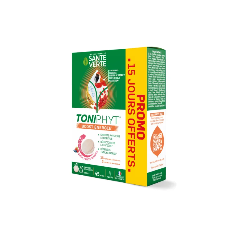 Santé verte toniphyt boost goût fruits rouges 30 + 15 comprimes