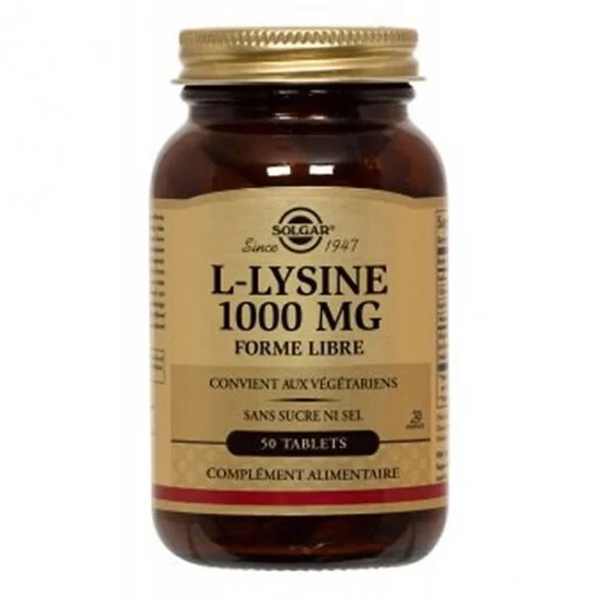 Solgar l-lysine 1000mg complément alimentaire 50 tablets