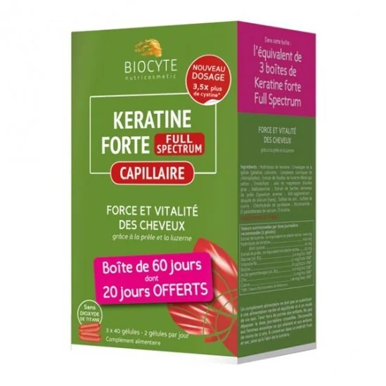 Biocyte keratine forte900mg boost 180 gélules