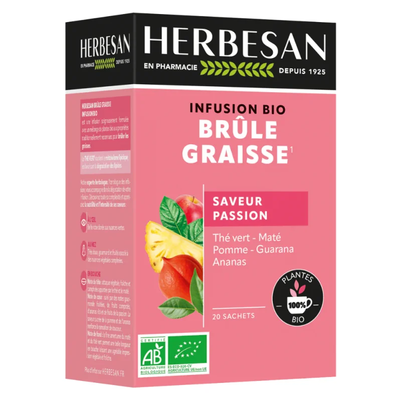 Herbesan Infusion Brûle-Graisse Bio Saveur Passion 20 sachets