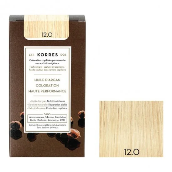 Korres huile d'argan kit coloration permanente 12.0 spécial blond