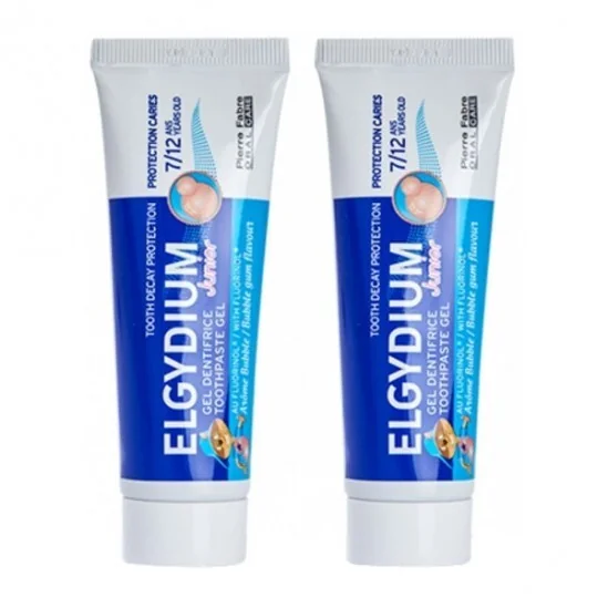 Elgydium junior gel dentifrice bubble gum lot de 2x50ml