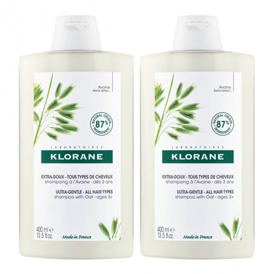 Klorane shampoing à l'avoine extra-doux 2x400ml