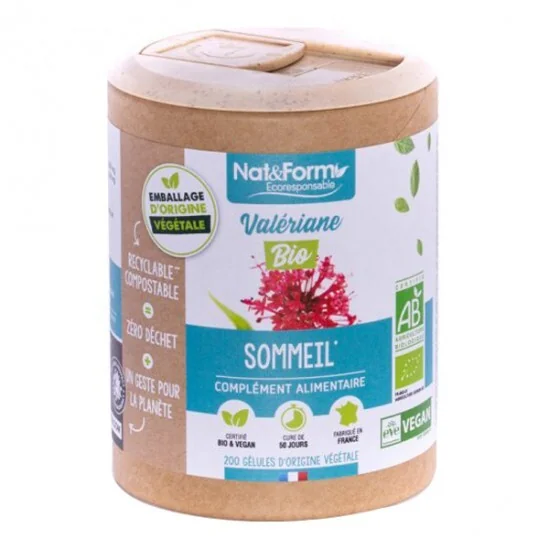 Nat&form valériane bio écoresponsable 200 gélules