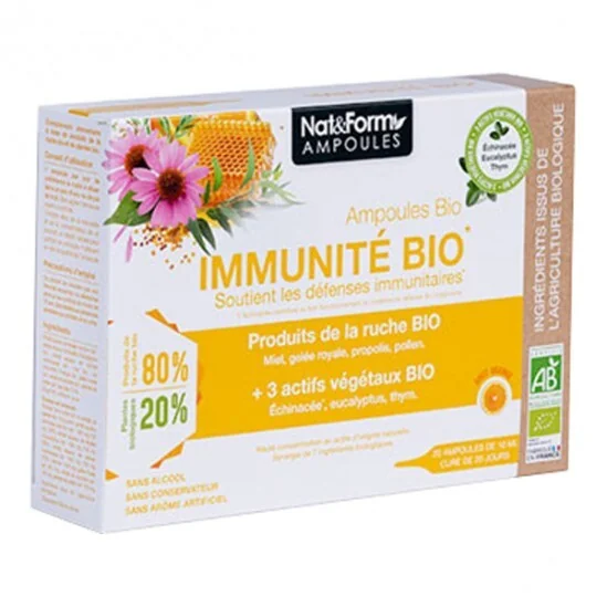 Nat&form ampoules immunité bio 20 ampoules de 10ml