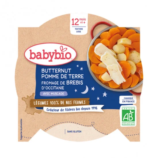 Babybio - Repas soir butternut & pomme de terre fromage de brebis muscade dès 12 mois