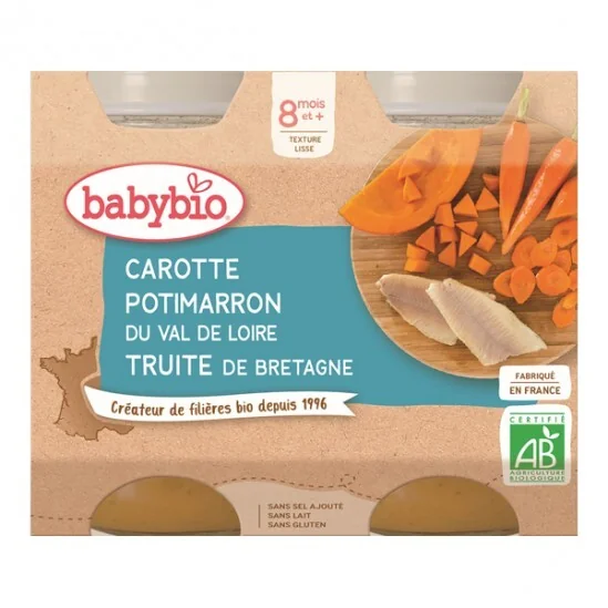 Babybio carotte pottimarron & truite dès 8 mois 2x200g