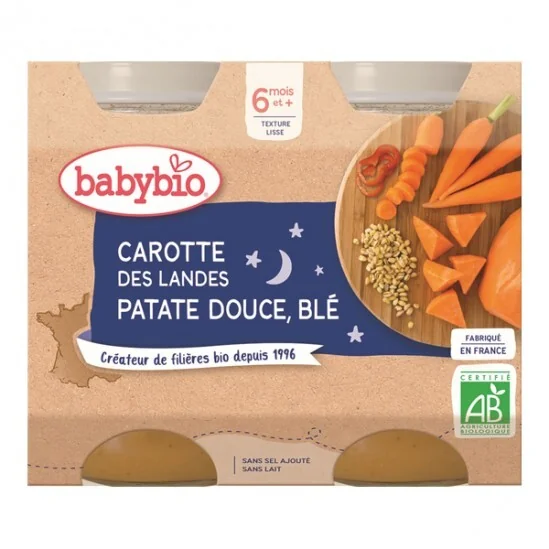 Babybio carotte des Landes patate douce & blé dès 6 mois 2x200g