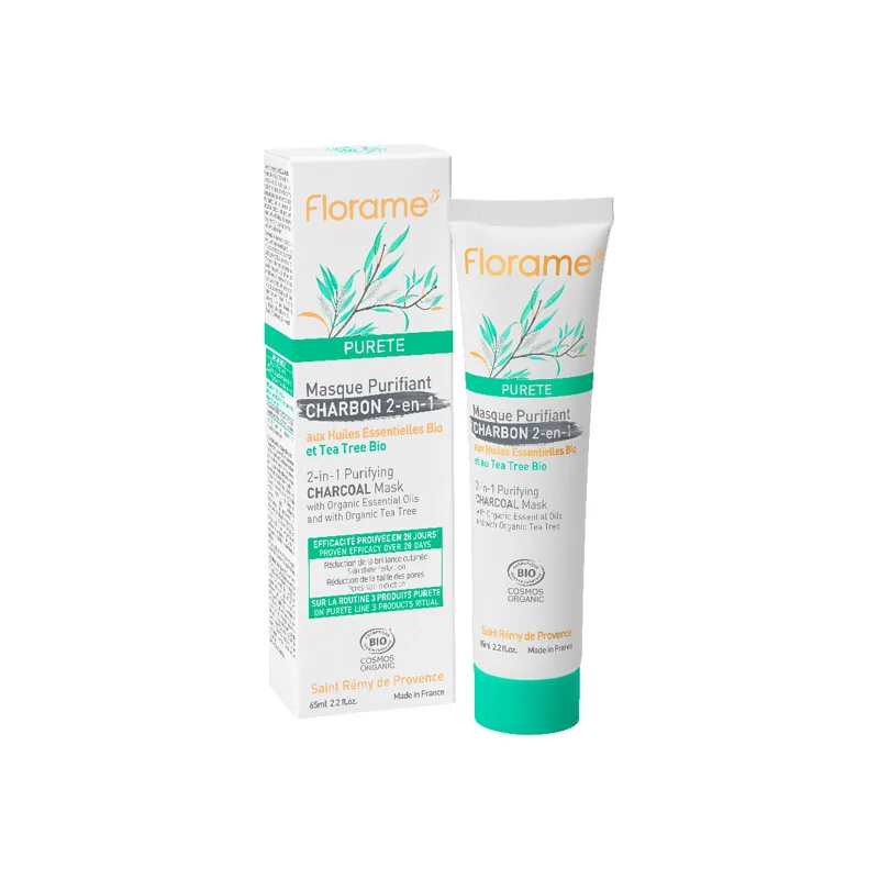 Florame masque purifiant charbon 2-en-1 65ml