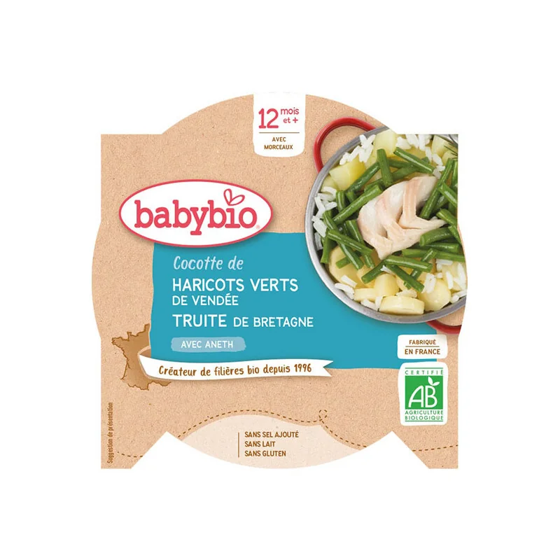 Babybio cocotte de haricots verts truite avec aneth 230g