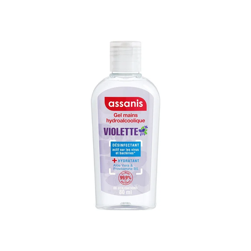 Assanis gel mains hydroalcoolique violette 80ml