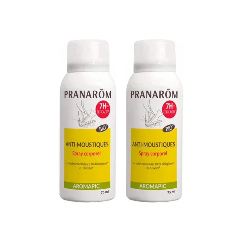Pranarôm aromapic spray corporel anti-moustiques bio lot de 2 x 75ml