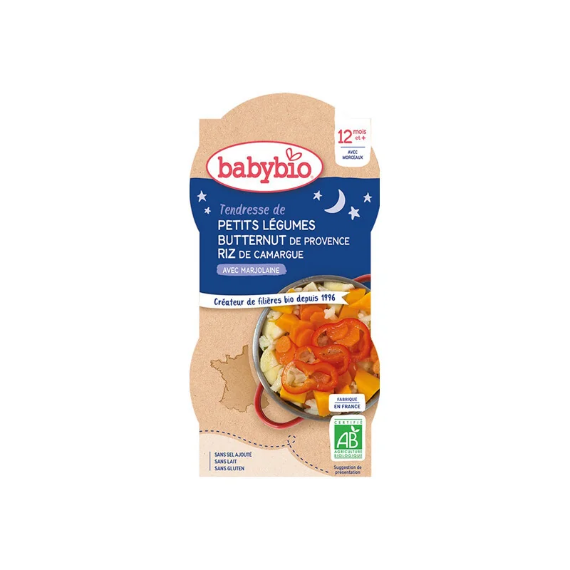 Babybio tendresse de petits légumes riz avec marjolaine bols de 2x200g