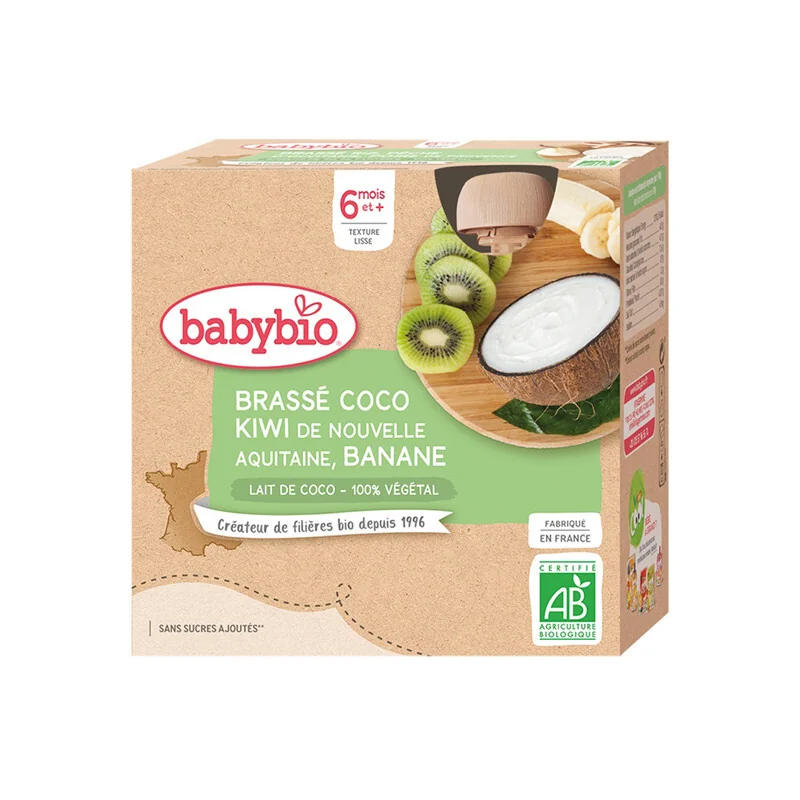 Babybio gourde brassé coco kiwi banane 4 gourdes de 85g