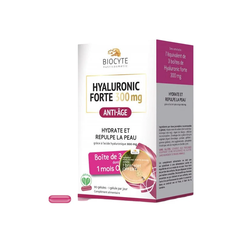 Biocyte hyaluronic forte anti-âge 300mg 90gélules