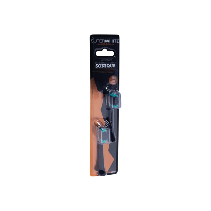 Superwhite 2 recharges pour brosse à dents sonique souple noirec