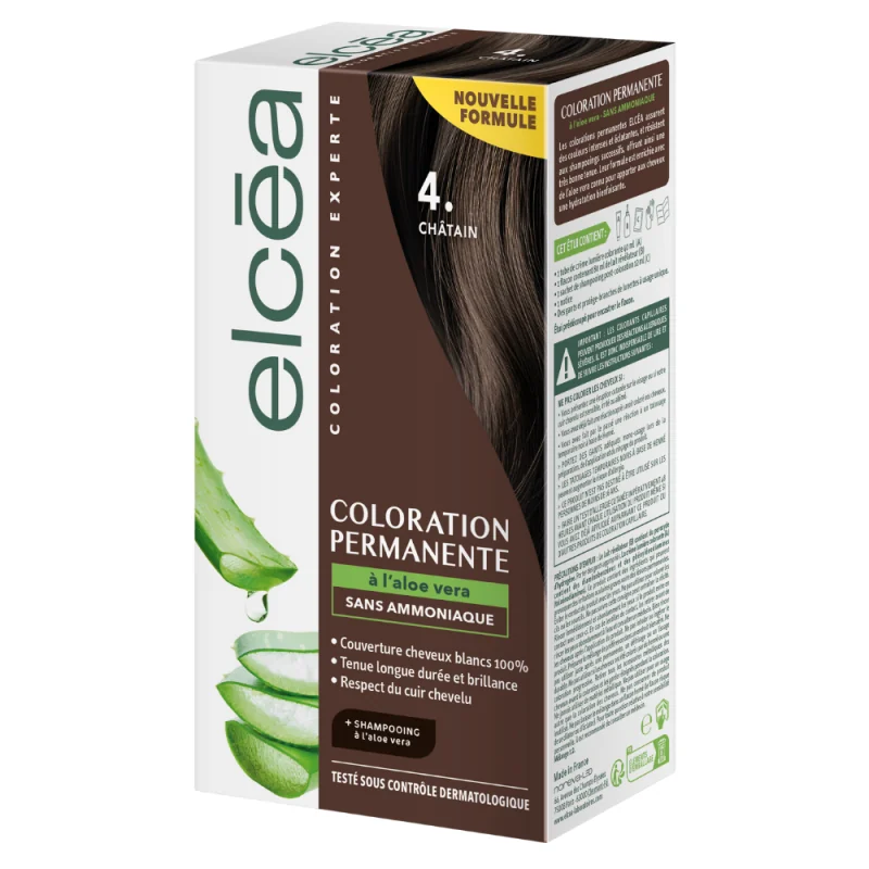 Elcéa coloration experte permanente kit châtain 4
